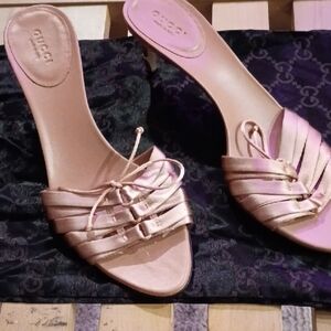 Gucci Blush Pink Knotted Slide Heels